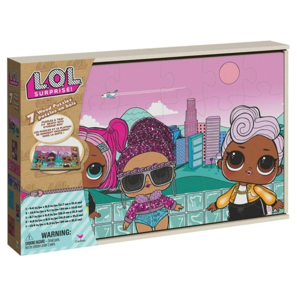 L.O.L. Surprise! - 7 Wooden Puzzles w/ Tray &  Storage Box Age 3+ New Sealed
